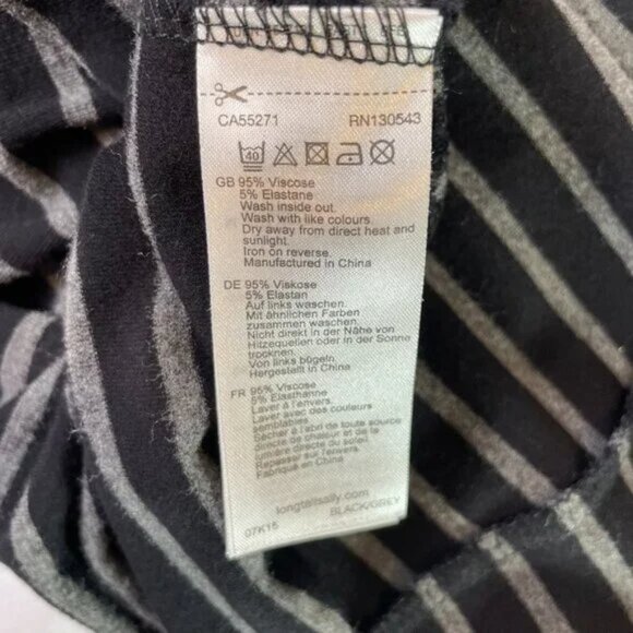 Long Tall Sally Jersey Knit Tunic Mini Dress Black Gray Stripe Size M - Picture 11 of 11